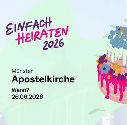 einfach heiraten am 26.6.2026 in der Apostelkirche, Neubrückenstr., Münster