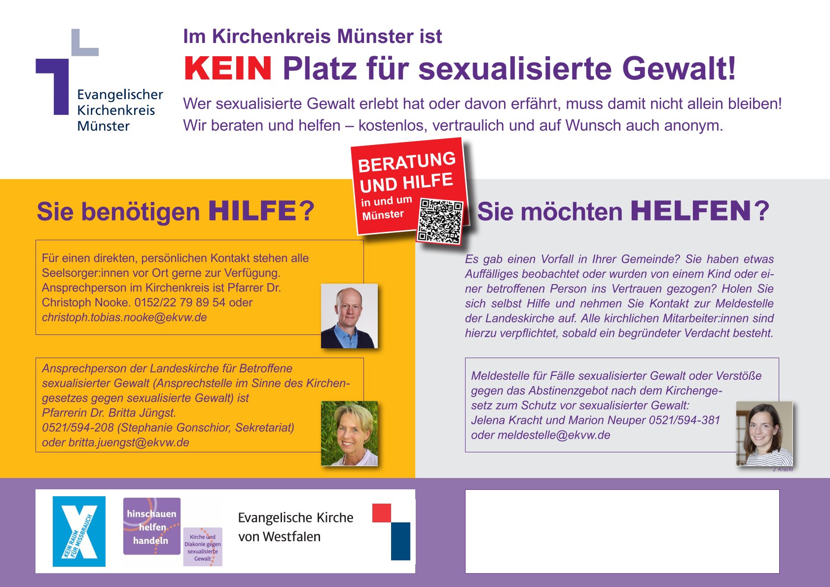 Im Kirchenkreis Münster ist Kein Platz für sexualisierte Gewalt; Beratung und Hilfe in und um Münster